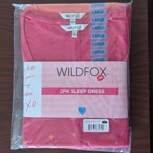 WILDFOX WOMEN'S PASTA PUPPIES AND PROSECCO SLEEP DRESS 2-PACK SIZE L